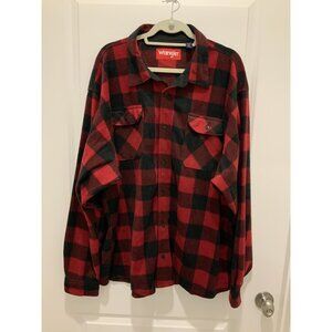 Wrangler Button Up Shirt 3XL Mens Flannel Buffalo Plaid Red Black Pockets Rugged